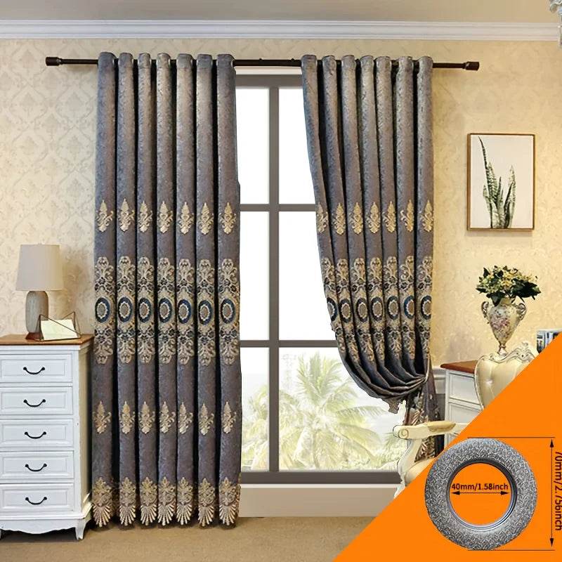 2-Piece High-Shading Embroidered Blackout Curtain Panels