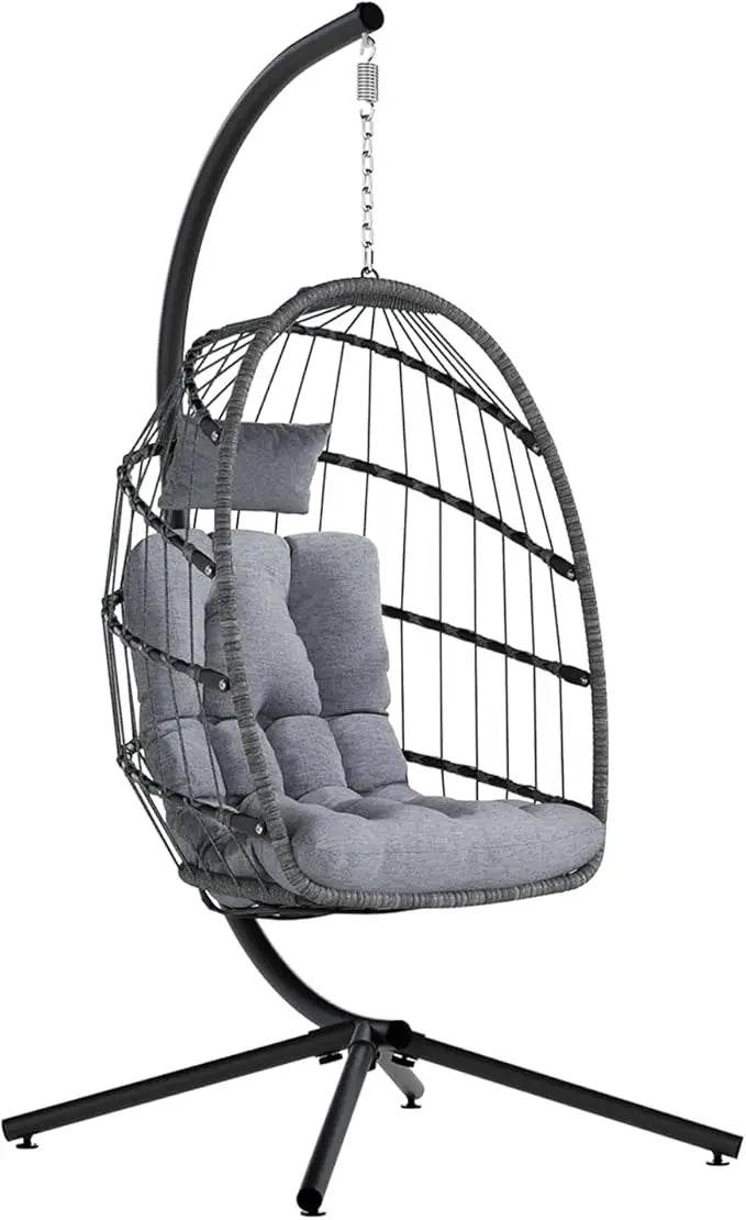 Ergonomic Wicker Hanging Egg Chair with Cushion - Omega Lifestyles