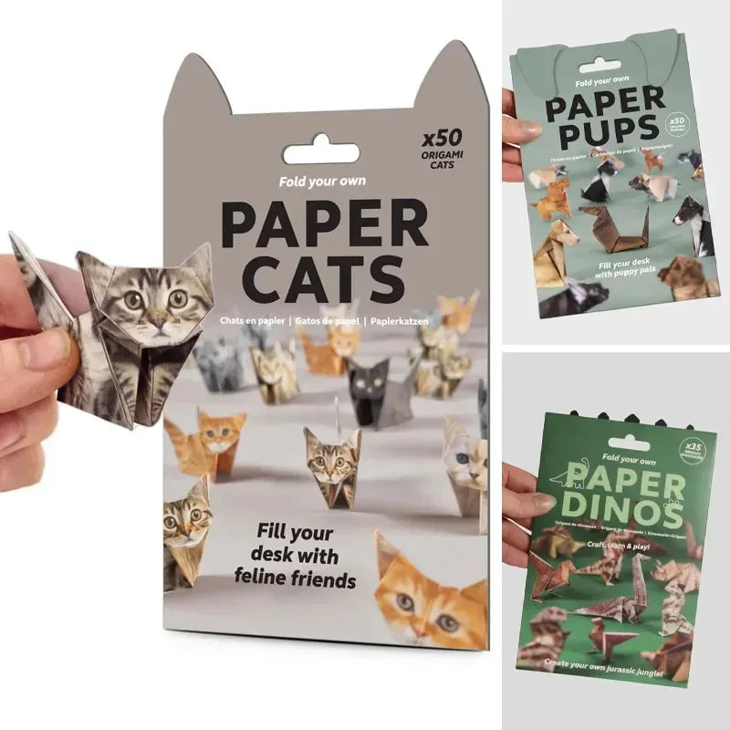 50-Piece DIY Origami Paper Cat Dog Dinosaur Set - Omega Lifestyles