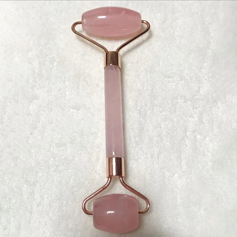 Pink Resin Jade Roller And Gua Sha Facial Massage Set - Omega Lifestyles