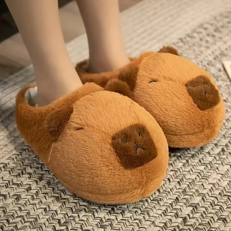 Capybara Plush Indoor Winter Slip-On Cozy Slippers