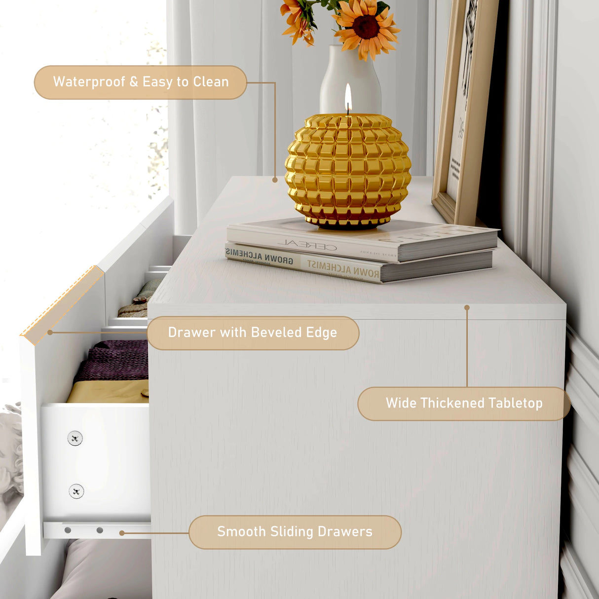 Modern 9 Drawer Engineered Wood Dresser With Charging Station