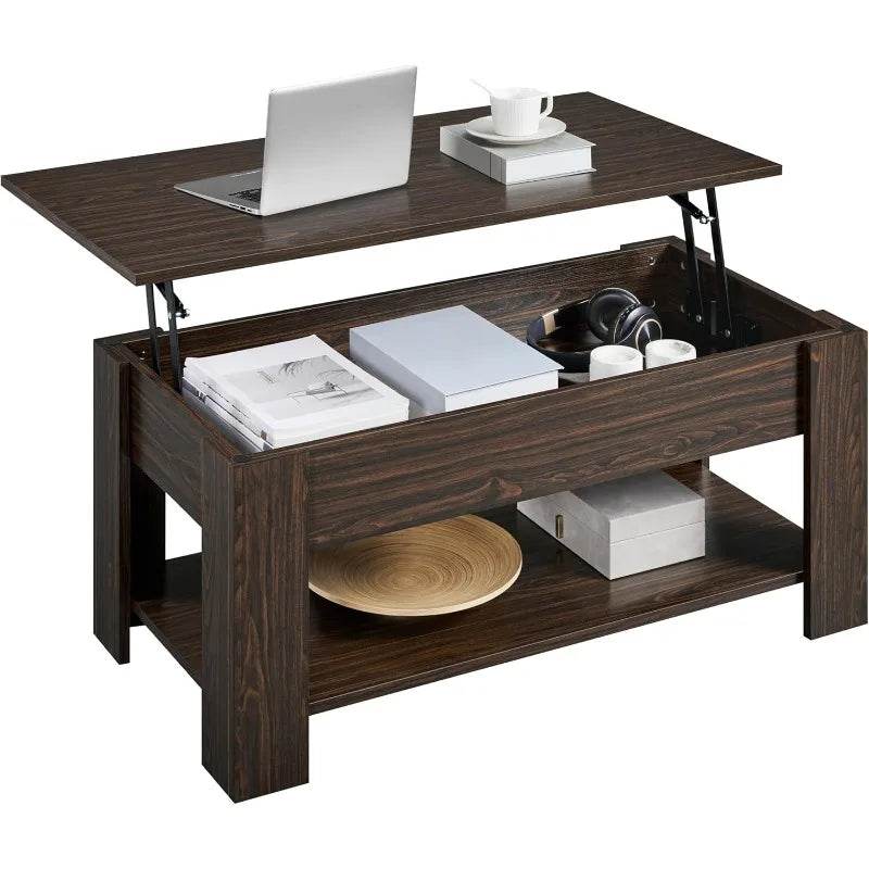 Lift-Top Coffee Table with Storage Shelf - Omega Lifestyles