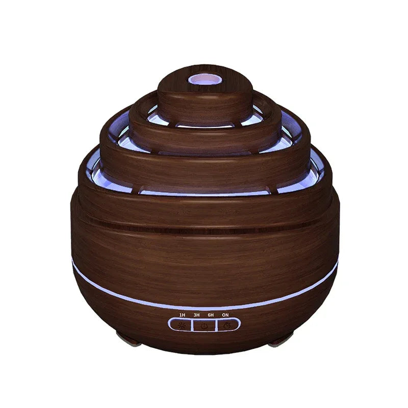 Ultrasonic Wood Grain Aroma Diffuser With Colorful LED Light - Omega Lifestyles