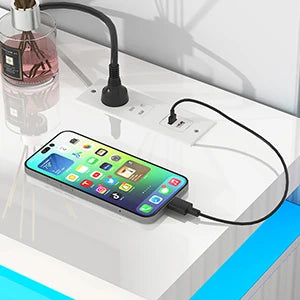 Modern 74-Inch LED TV Stand With Power Outlet and USB Ports