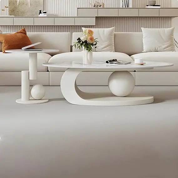 Modern Stone Coffee Table with Metal Base - Omega Lifestyles