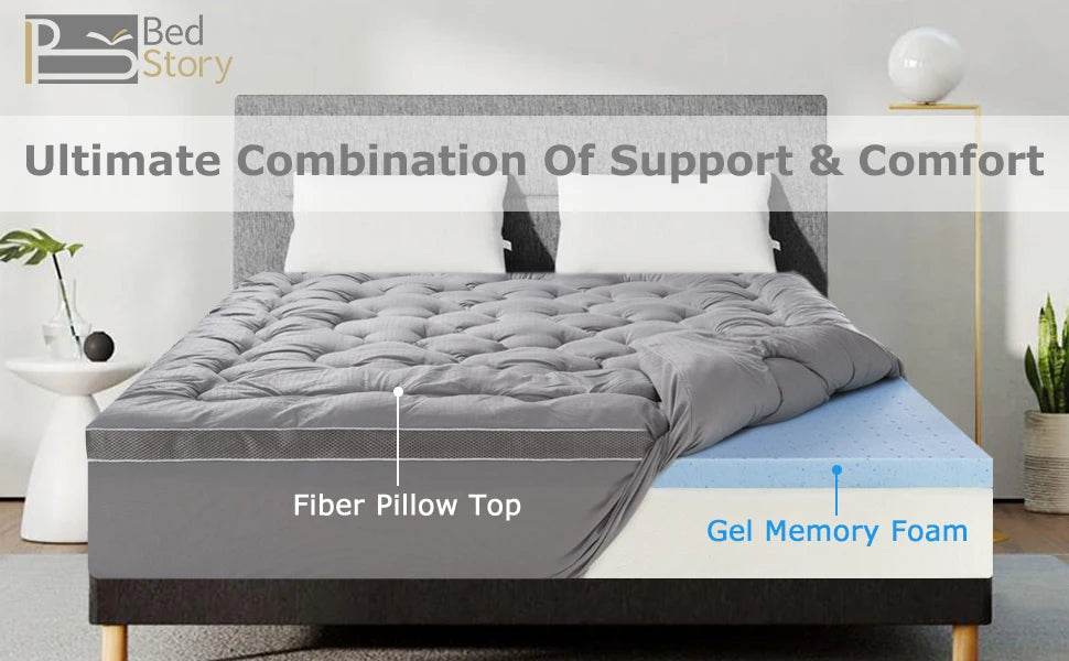 Dual Layer Gel Memory Foam Mattress Topper - Sleep Galleria