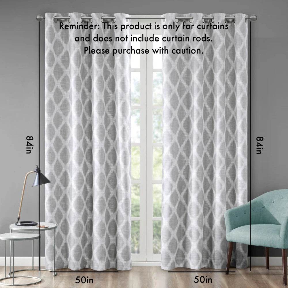 Printed Ikat Blackout Privacy Curtain Panel 50x84-Inch