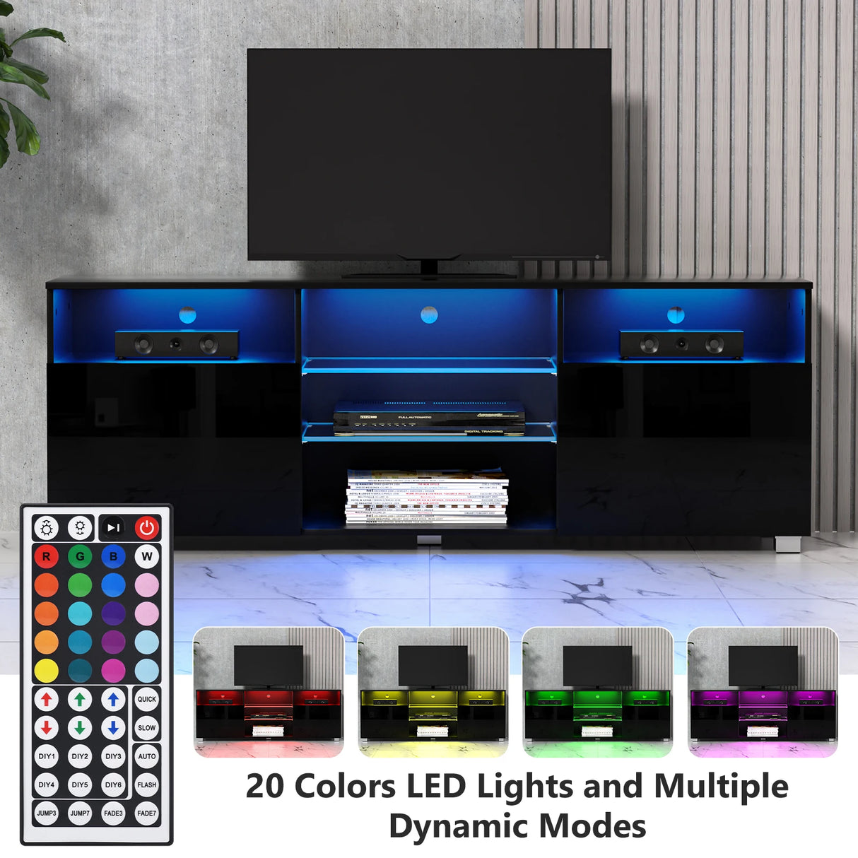 Modern High Gloss LED TV Stand With Storage Cabinet