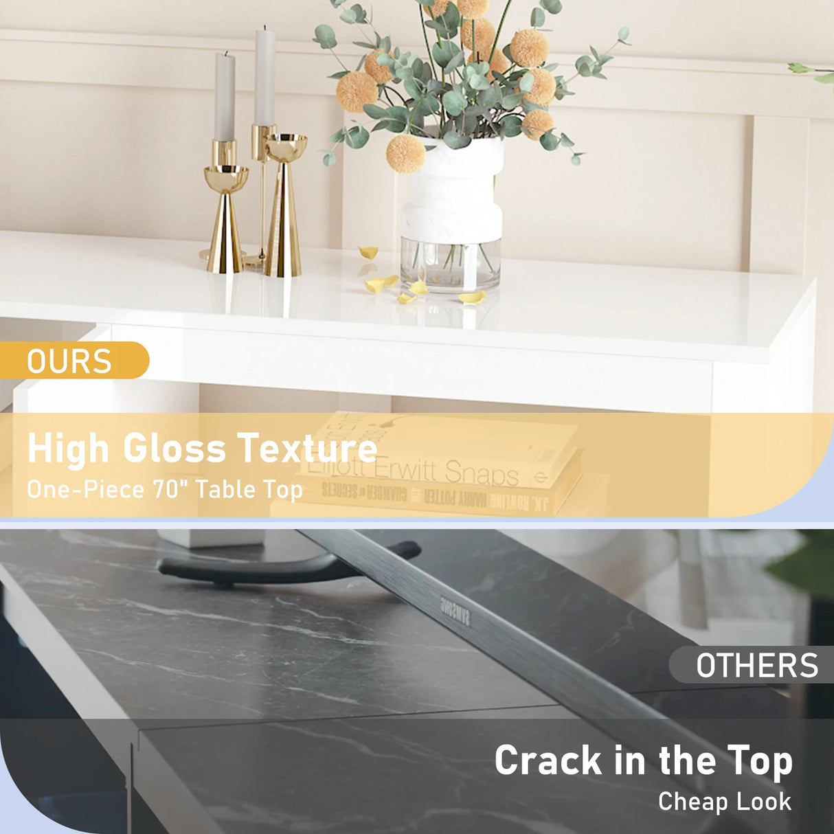 Modern High Gloss 72-Inch LED TV Stand With Storage