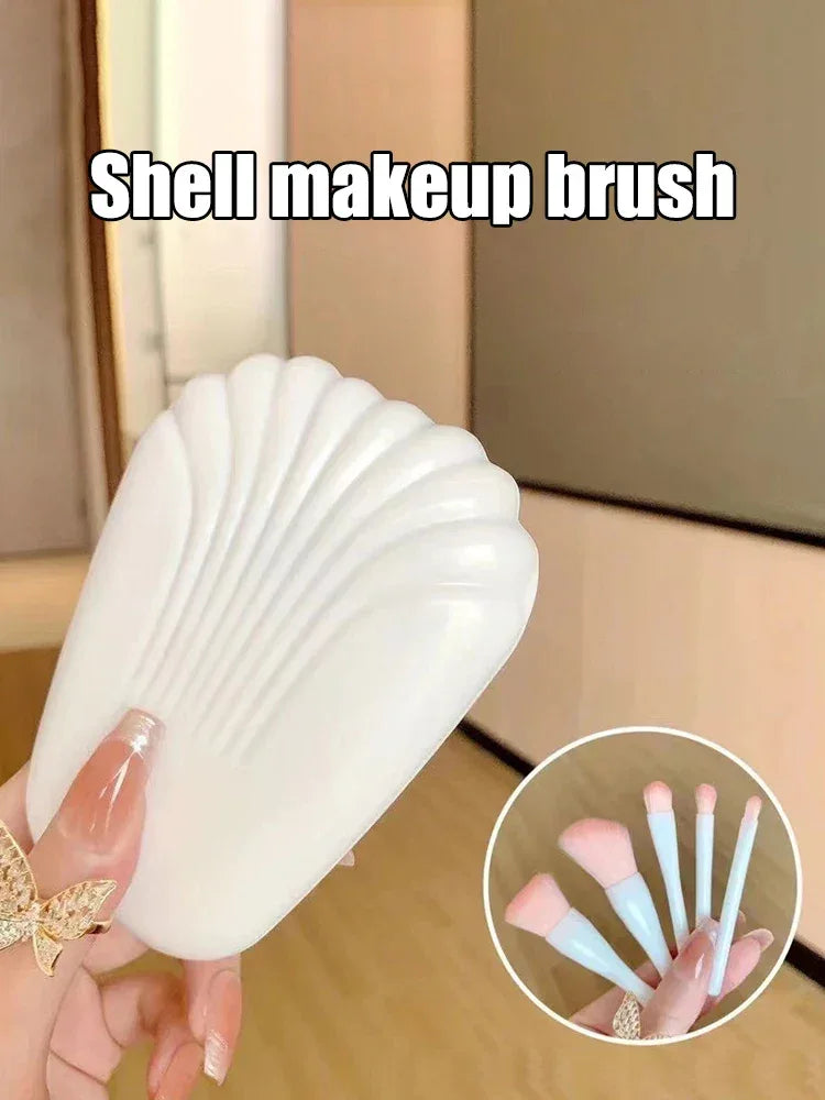 5-Piece Portable Soft Wool Fiber Makeup Brush Set With Mirror - Omega Lifestyles