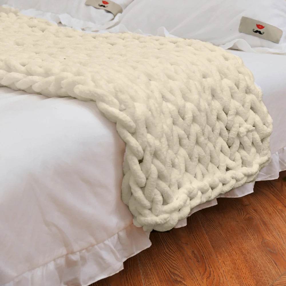 Chunky Knitted Chenille Blanket - Sleep Galleria