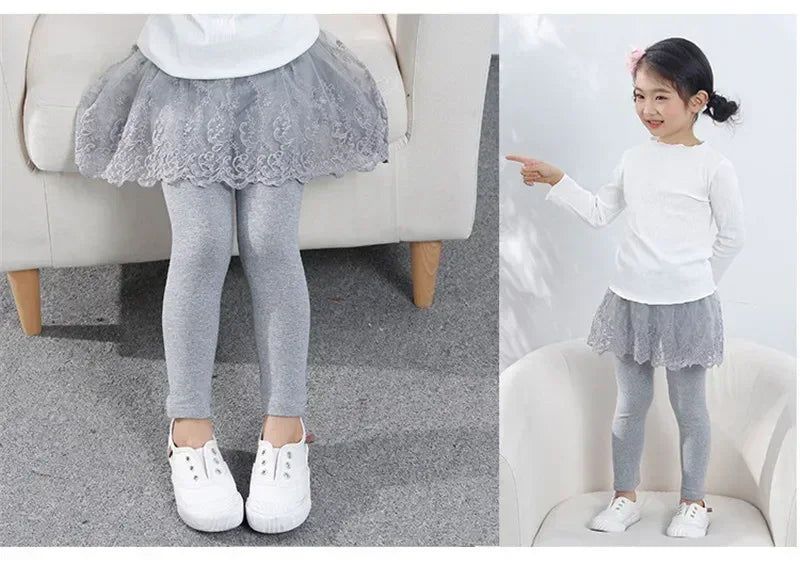 Girls Cotton Lace Skirt-Pants Leggings Winter Tights - Omega Lifestyles