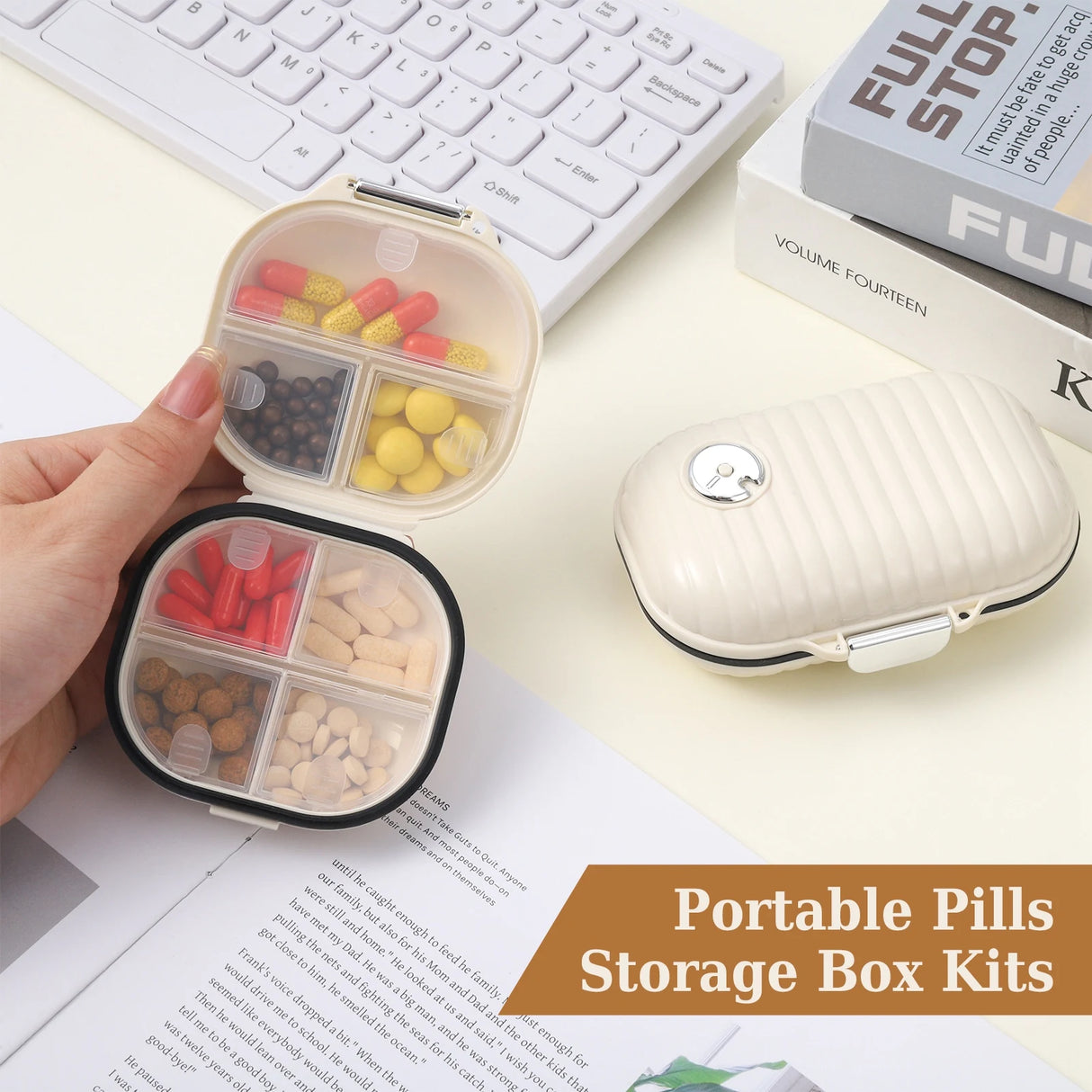 2-Pack Portable 7-Compartment Travel Pill Organizer Cases