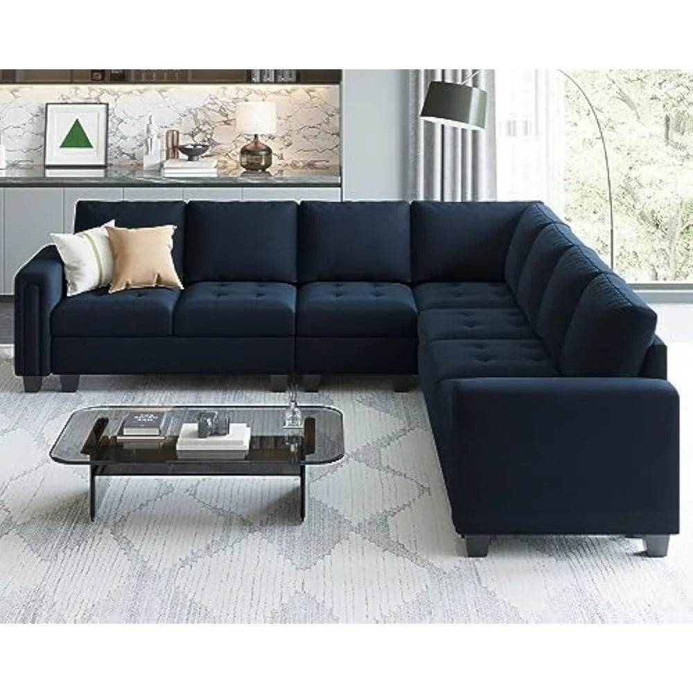 Modern Velvet L-Shaped Sectional Sofa With Chaise - Omega Lifestyles