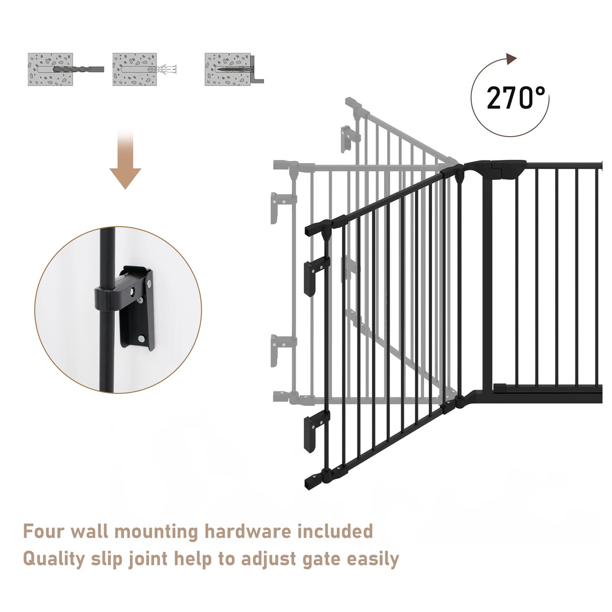 Metal Safety Playpen Baby Gate Pet Fence 3-Panel 30-Inch Height