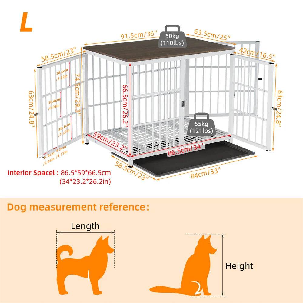 Multifunctional Wooden Dog Crate With Removable Tray - Omega Lifestyles