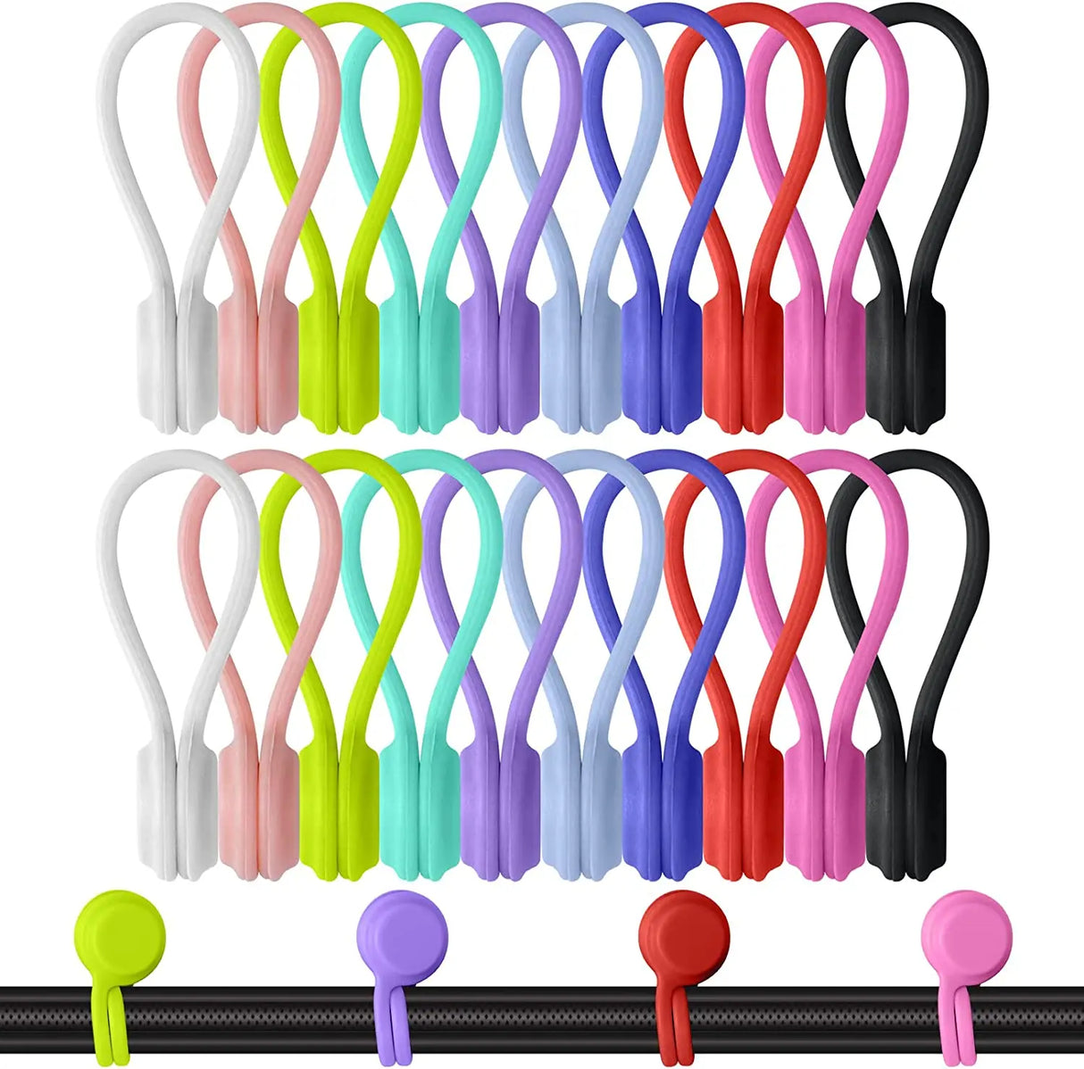 Set of 6 Silicone Reusable Cable Twist Ties Organizer