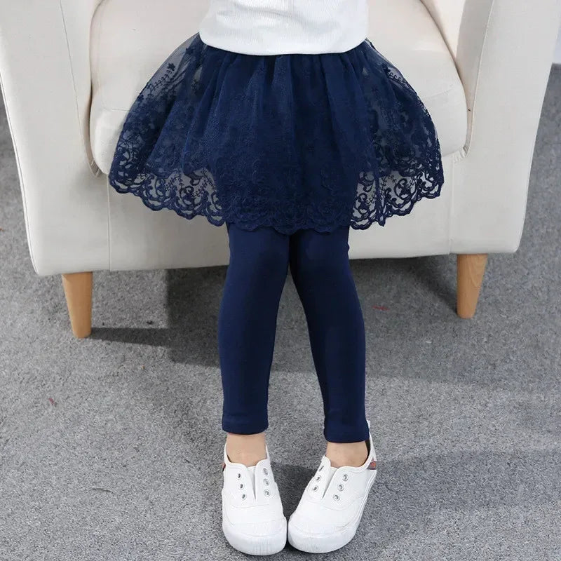 Girls Cotton Lace Skirt-Pants Leggings Winter Tights - Omega Lifestyles