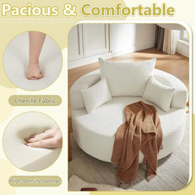 Oversized 360-Degree Swivel Chenille Chair - Omega Lifestyles