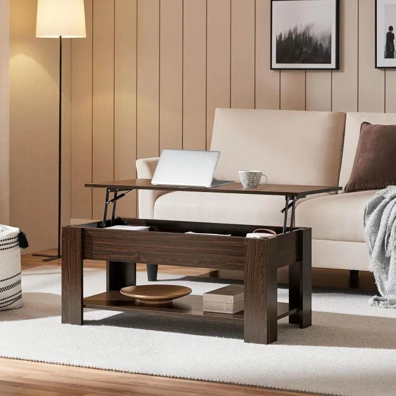 Lift-Top Coffee Table with Storage Shelf - Omega Lifestyles
