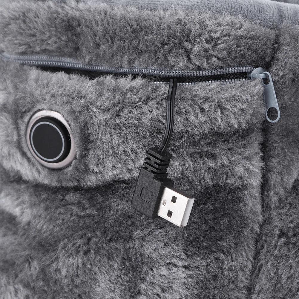 Pair Of USB Heated Plush Warm Electric Foot Warmer Shoes - Omega Lifestyles