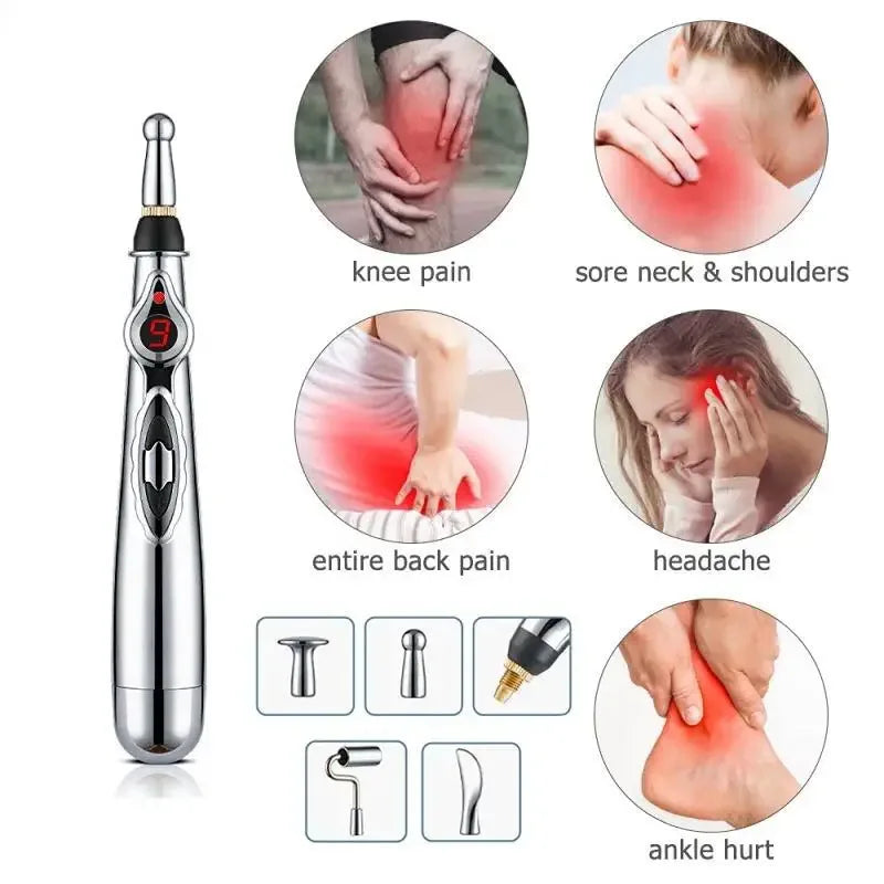 Electric Acupuncture Meridian Pen With 5 Massage Heads - Omega Lifestyles