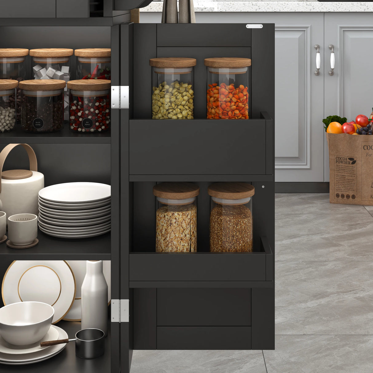 Spacious Rolling Kitchen Island Cart With Storage Cabinet