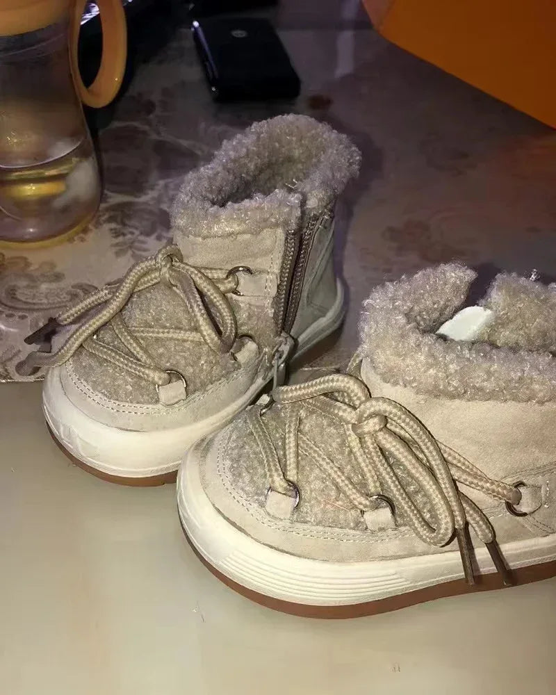 Winter Plush Ankle Baby Snow Boots With Rubber Sole - Omega Lifestyles