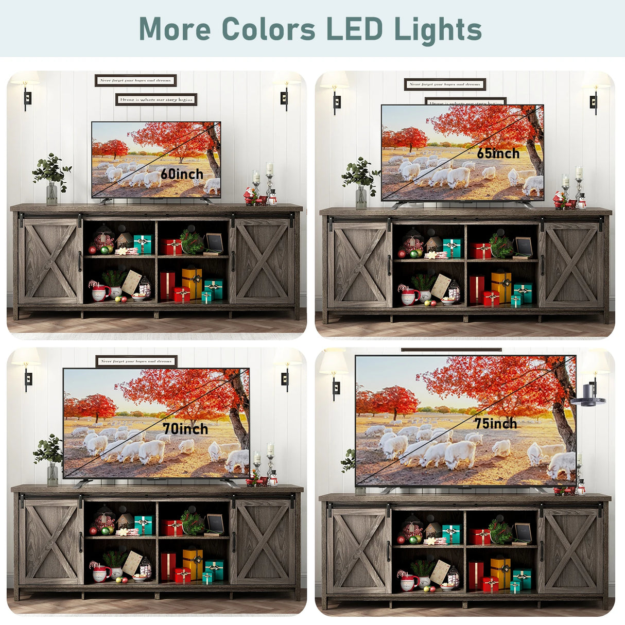 Farmhouse Sliding Barn Door Rustic TV Stand