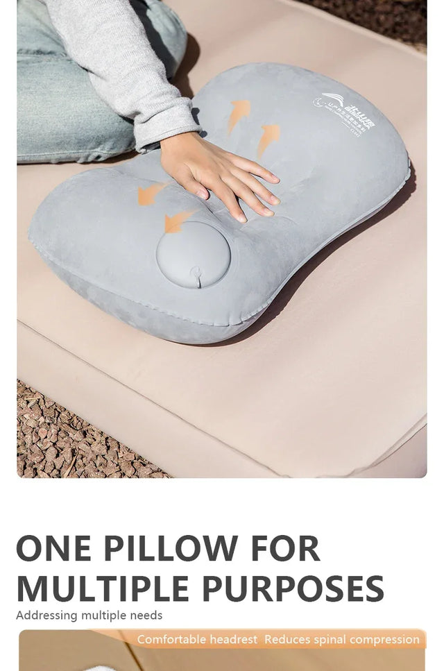 Inflatable Portable Camping Pillow With Built-In Pump - Omega Lifestyles