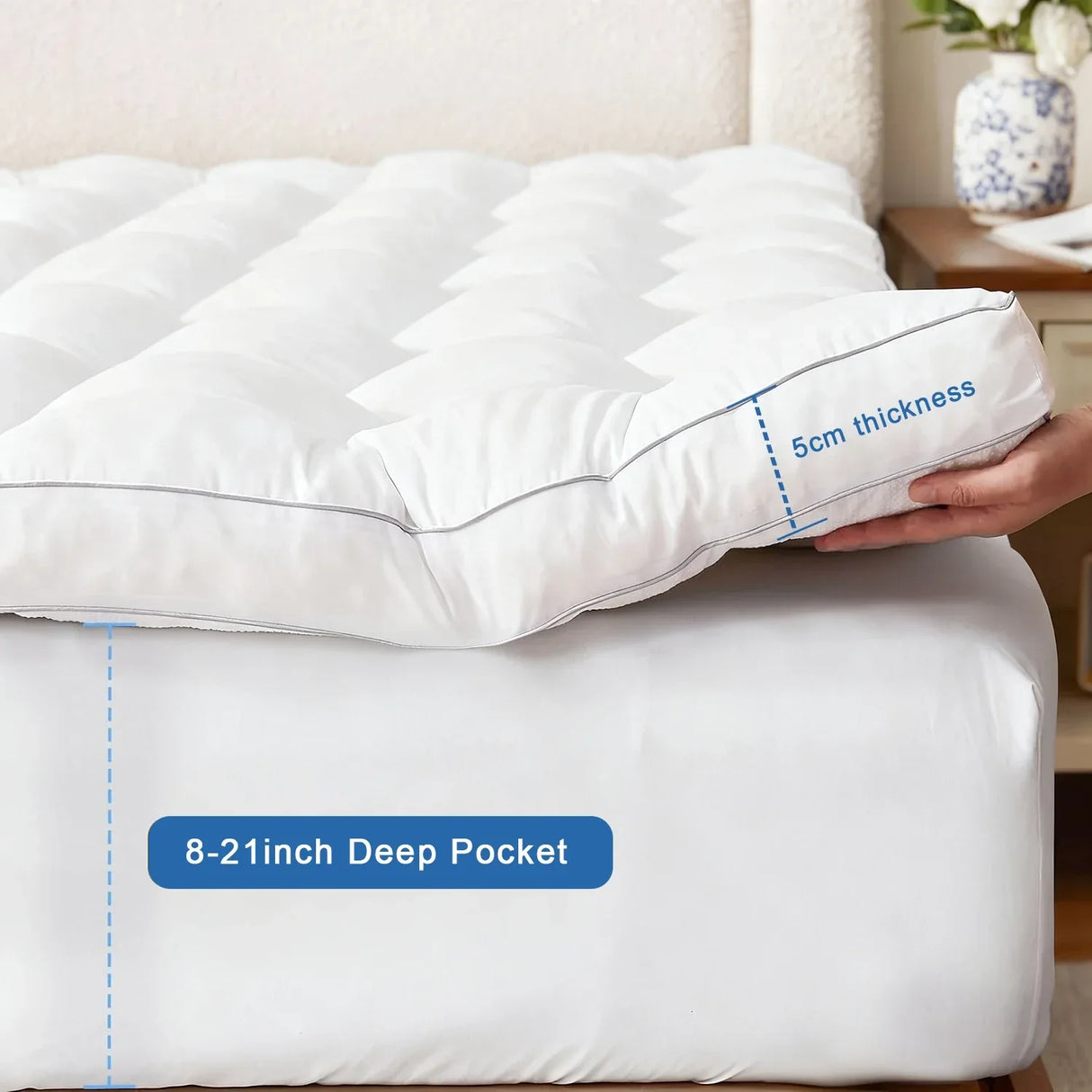 Extra Thick Cooling Soft Mattress Topper Queen - Omega Lifestyles