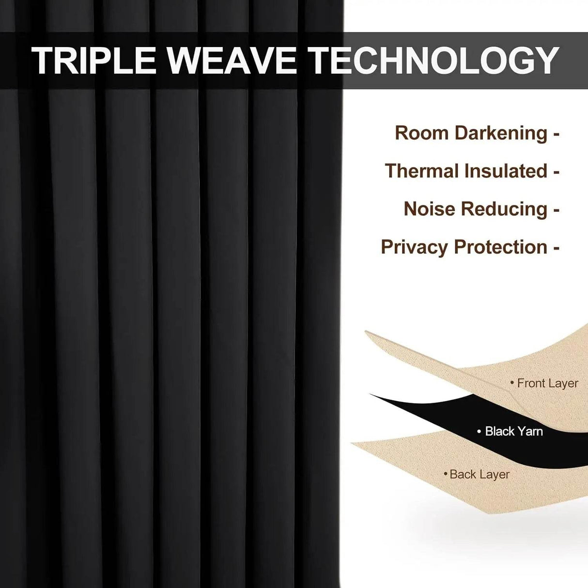 2-Piece Noise Reduction Grommet Top Room Divider Curtain