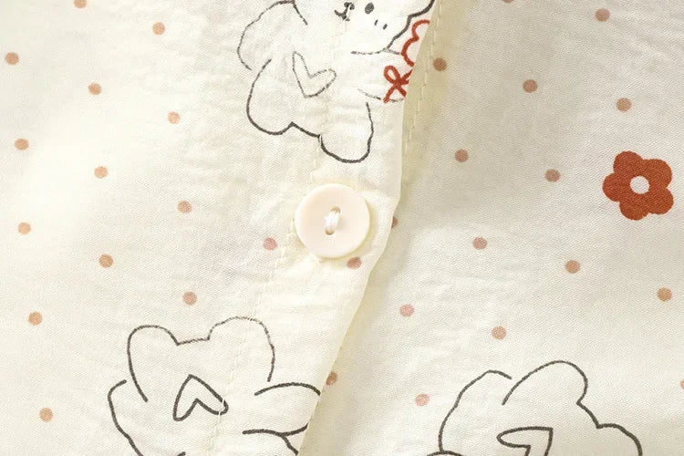 Girls Breathable Plaid Polyester Pajama Set