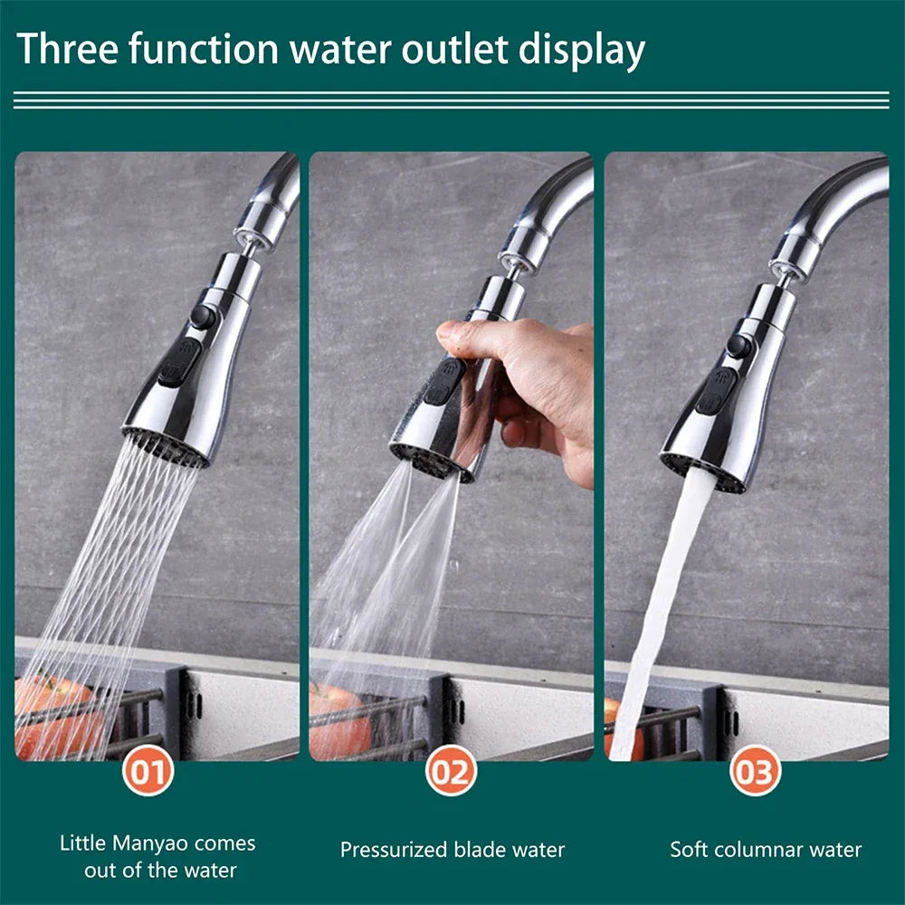 3-in-1 Rotating Kitchen Faucet Extender With Sprayer - Omega Lifestyles
