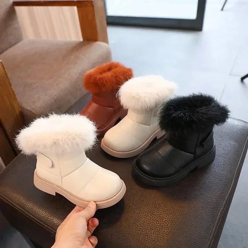 Waterproof Children Winter Ankle Fur Boots with Soft Sole - Omega Lifestyles