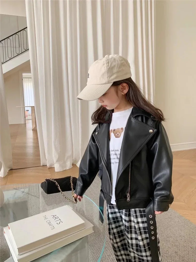 Children’s Autumn Thin Cotton Polyester PU Leather Jacket - Omega Lifestyles