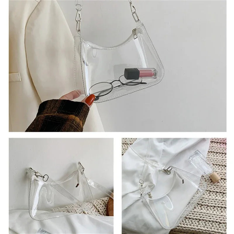 Clear PVC Small Zipper Shoulder Bag For Women - Omega Lifestyles