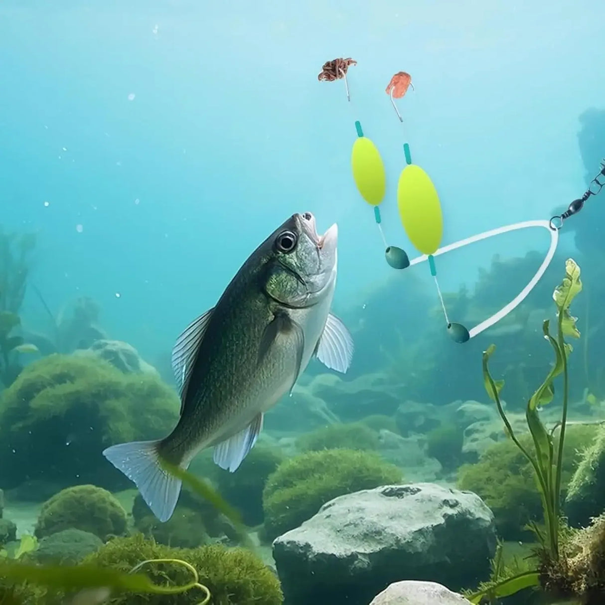 Set Of 10 Steel Alloy Double Reverse Fishing Hooks Rig - Omega Lifestyles