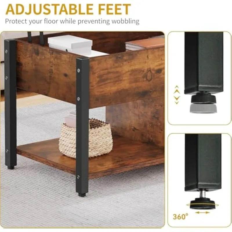 Rustic Brown Lift Top Coffee Table - Omega Lifestyles