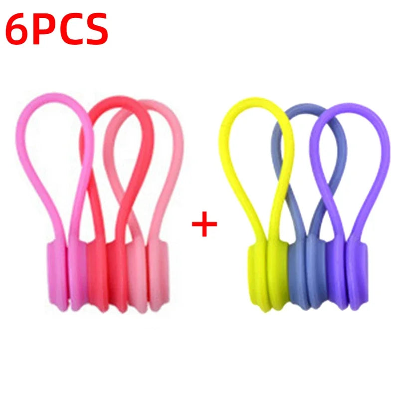 Set of 6 Silicone Reusable Cable Twist Ties Organizer
