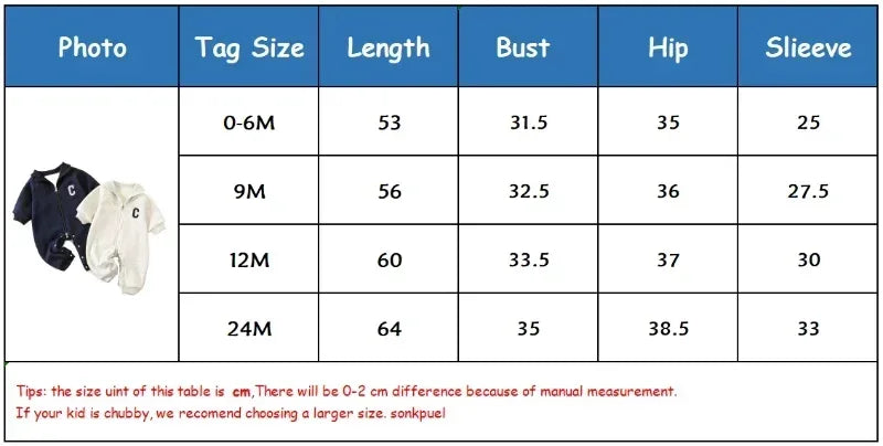 Baby Winter Thick Cotton Knit Zippered Romper - Omega Lifestyles