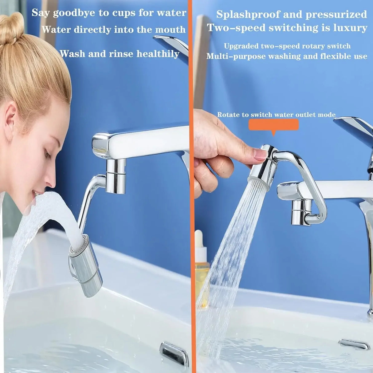 Splash-Proof 1080° Rotating Dual Mode Faucet Extender - Omega Lifestyles