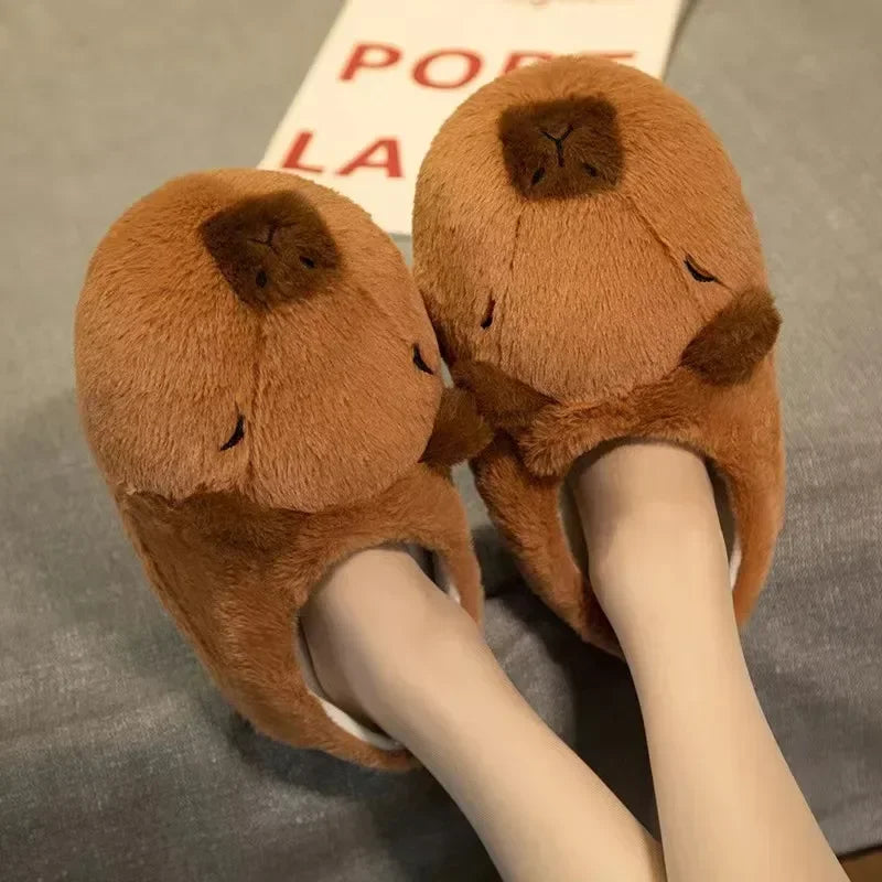Capybara Plush Indoor Winter Slip-On Cozy Slippers
