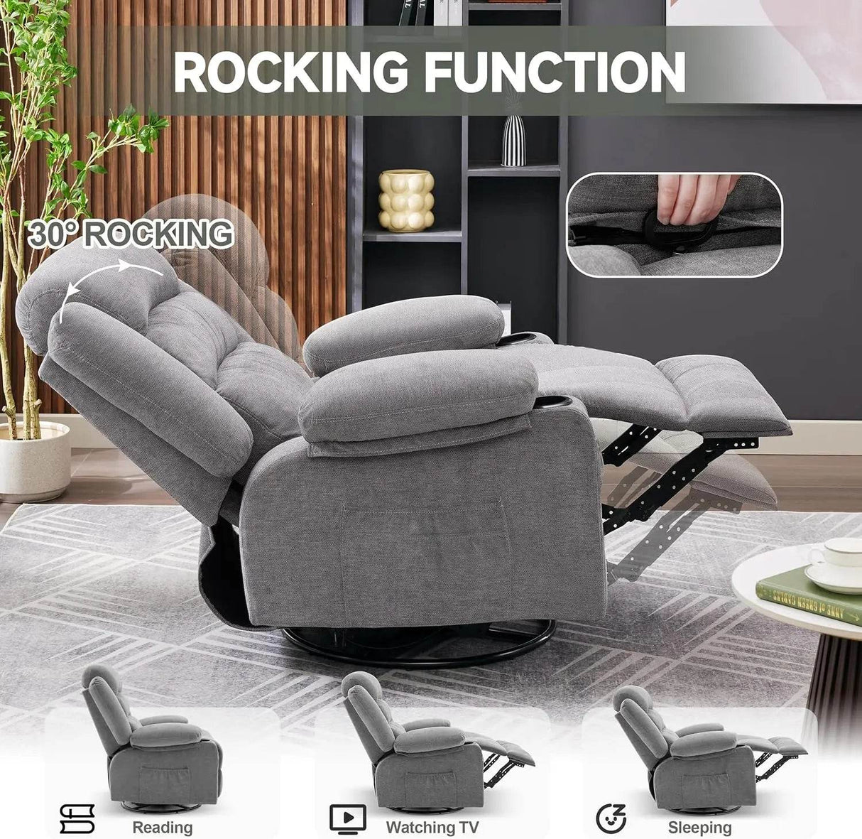 Oversized Rocker Recliner Chair with Heat Massage - Omega Lifestyles