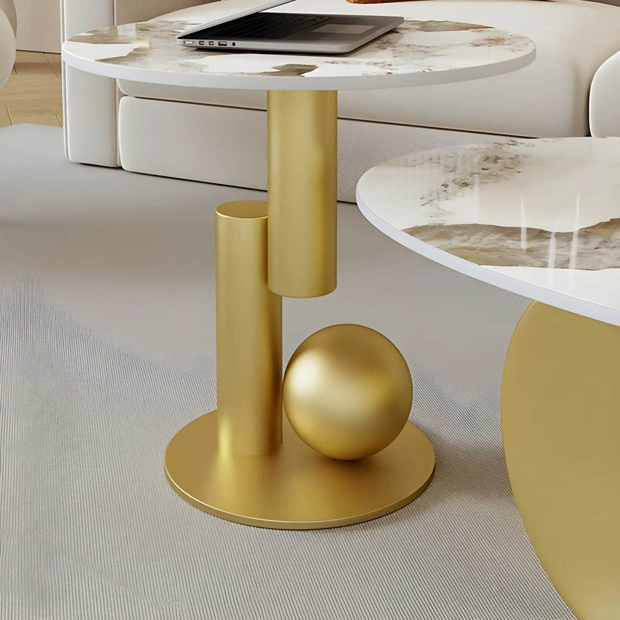 Modern Stone Coffee Table with Metal Base - Omega Lifestyles