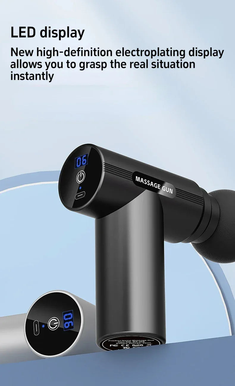 Compact USB Mini Muscle Relaxation Massage Gun With LED Display - Omega Lifestyles