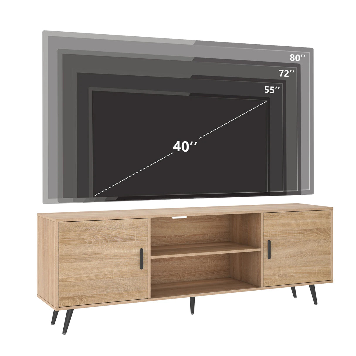 Modern Mid Century MDF Wood TV Stand Console