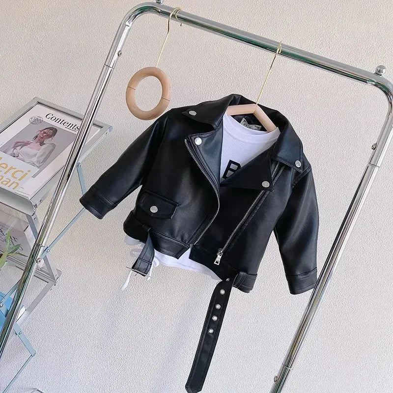 Children’s Autumn Thin Cotton Polyester PU Leather Jacket - Omega Lifestyles