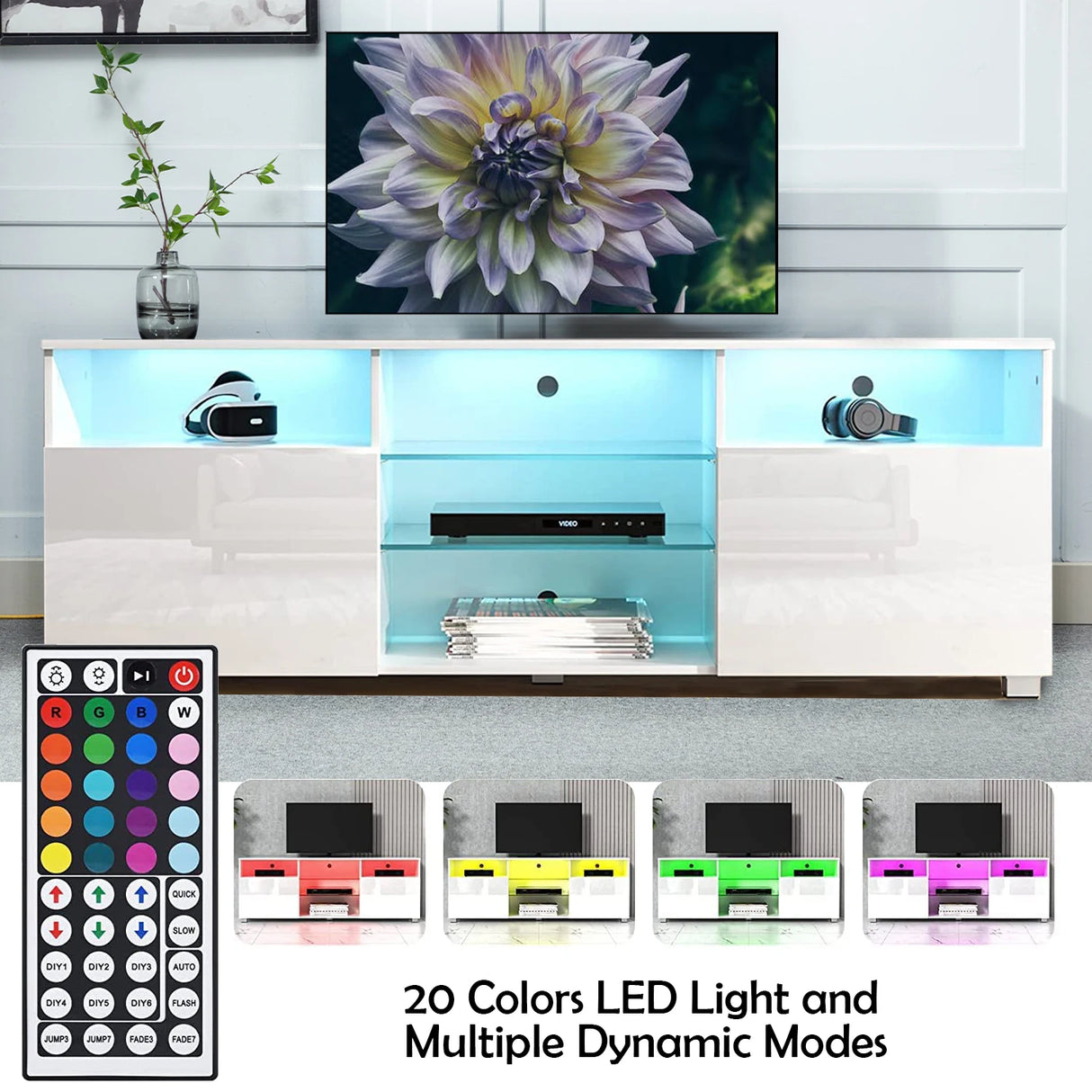 Modern High Gloss LED TV Stand With Storage Cabinet